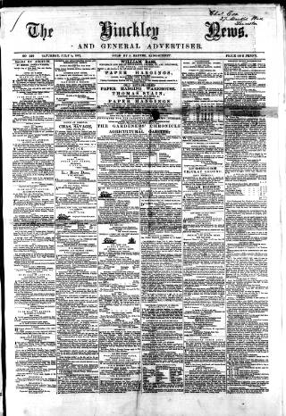 cover page of Hinckley News published on July 6, 1867