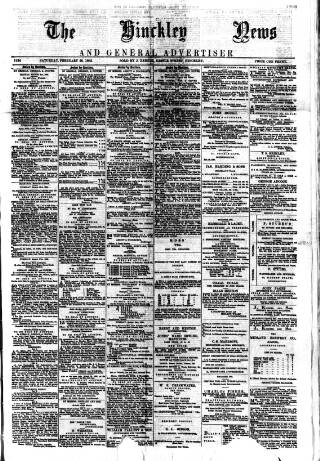 cover page of Hinckley News published on February 28, 1885