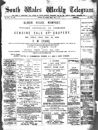 cover page of Newport Gazette published on July 6, 1888