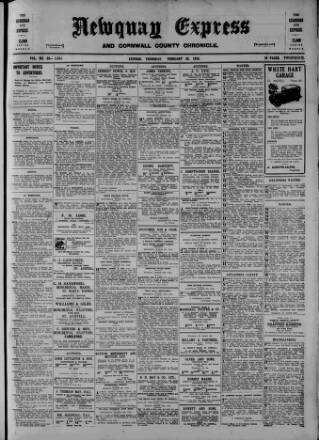 cover page of Newquay Express and Cornwall County Chronicle published on February 28, 1935