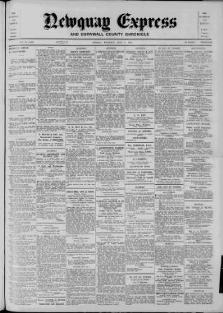 cover page of Newquay Express and Cornwall County Chronicle published on July 6, 1939
