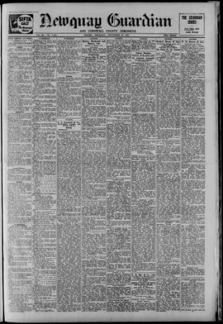 cover page of Newquay Express and Cornwall County Chronicle published on September 18, 1947