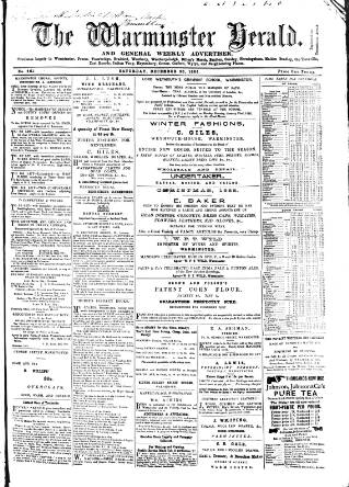 cover page of Warminster Herald published on December 30, 1865