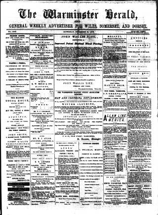 cover page of Warminster Herald published on November 15, 1879