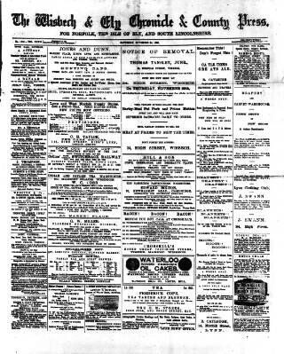 cover page of Wisbech Chronicle published on November 24, 1888