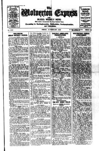 cover page of Wolverton Express published on February 28, 1930