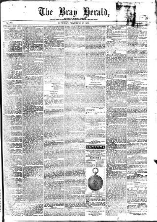 cover page of Bray and South Dublin Herald published on November 15, 1879