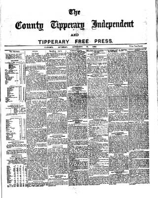 cover page of County Tipperary Independent and Tipperary Free Press published on November 15, 1884