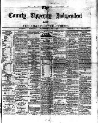 cover page of County Tipperary Independent and Tipperary Free Press published on September 18, 1886