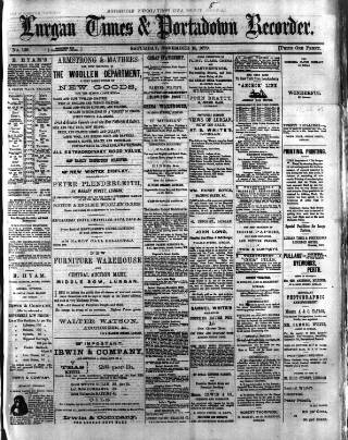 cover page of Lurgan Times published on November 15, 1879