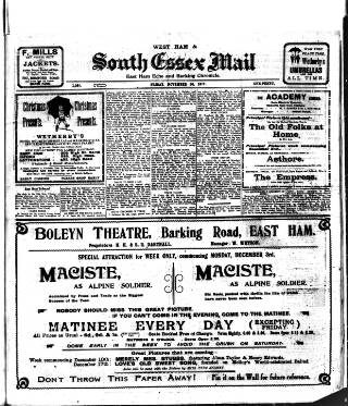 cover page of West Ham and South Essex Mail published on November 30, 1917