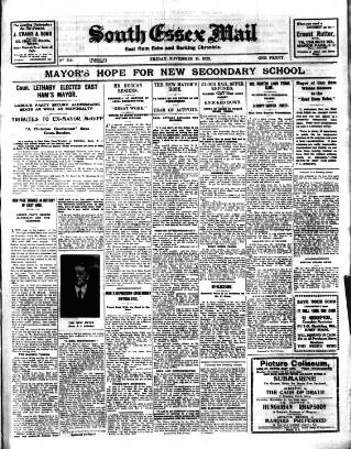 cover page of West Ham and South Essex Mail published on November 15, 1929