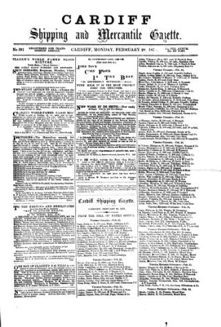 cover page of Cardiff Shipping and Mercantile Gazette published on February 28, 1876