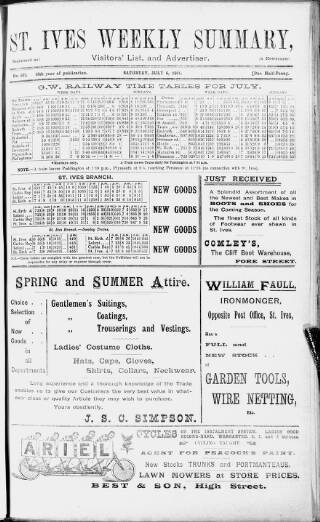 cover page of St. Ives Weekly Summary published on July 6, 1901
