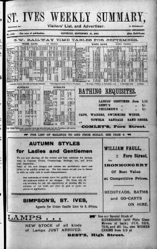 cover page of St. Ives Weekly Summary published on September 18, 1909