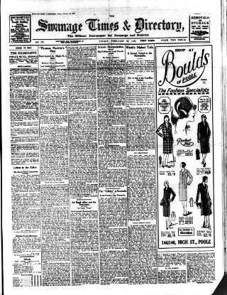 cover page of Swanage Times & Directory published on February 28, 1930