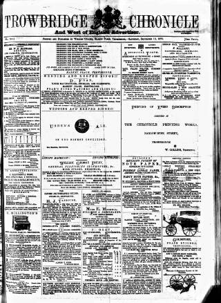 cover page of Trowbridge Chronicle published on September 18, 1875