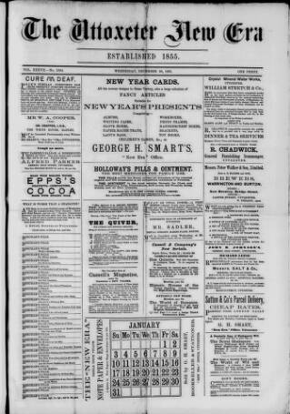 cover page of Uttoxeter New Era published on December 30, 1891
