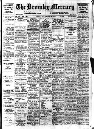 cover page of Bromley & West Kent Mercury published on September 18, 1925