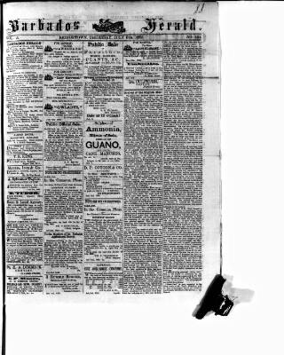 cover page of Barbados Herald published on July 6, 1882