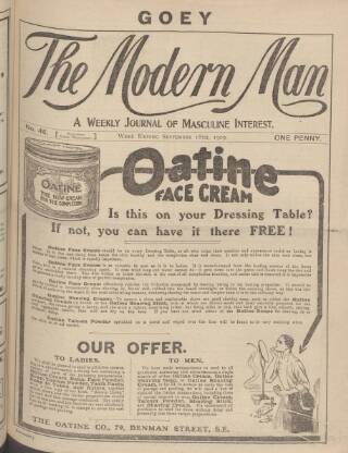 cover page of Modern Man published on September 18, 1909
