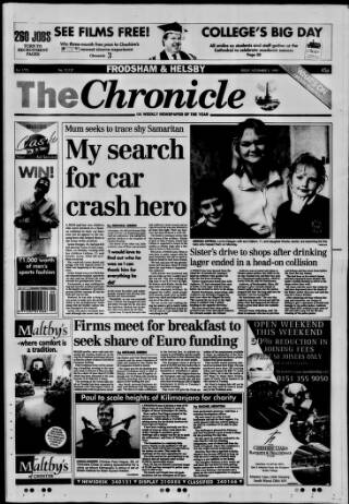 cover page of Chester Chronicle (Frodsham & Helsby edition) published on November 5, 1999