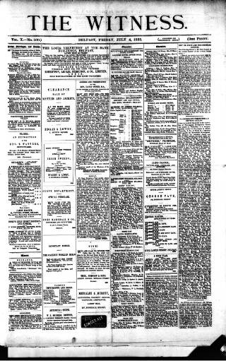 cover page of Witness (Belfast) published on July 6, 1883