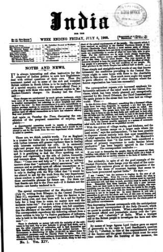 cover page of India published on July 6, 1900