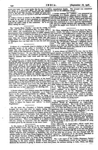 cover page of India published on September 18, 1908