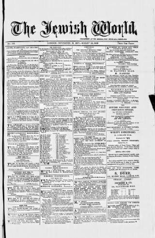 cover page of Jewish World published on November 30, 1877