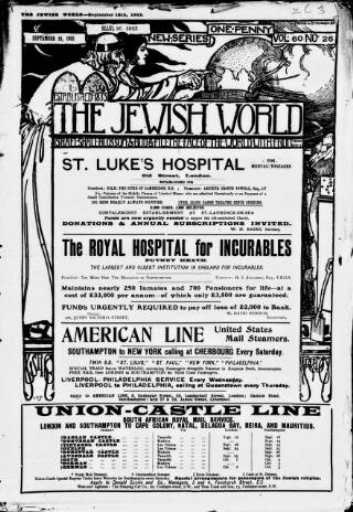 cover page of Jewish World published on September 18, 1903