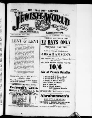 cover page of Jewish World published on February 28, 1917