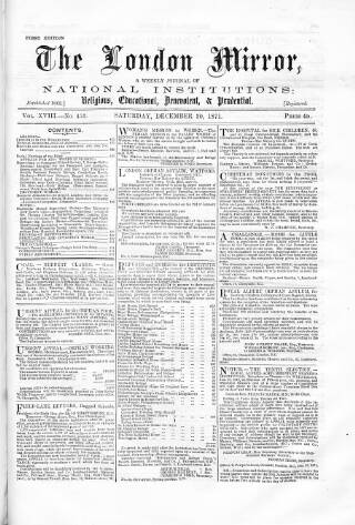 cover page of London Mirror published on December 30, 1871