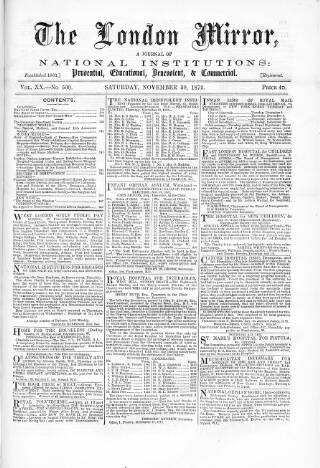 cover page of London Mirror published on November 30, 1872