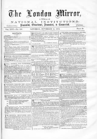 cover page of London Mirror published on November 15, 1873