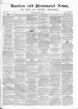 cover page of London & Provincial News and General Advertiser published on September 29, 1866