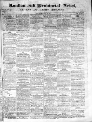 cover page of London & Provincial News and General Advertiser published on July 6, 1867
