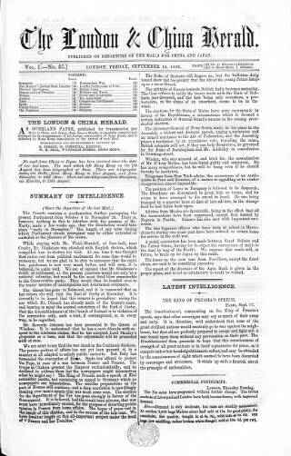 cover page of London & China Herald published on September 18, 1868