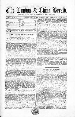 cover page of London & China Herald published on December 18, 1868
