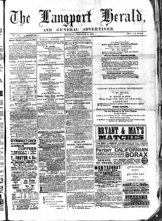 cover page of Langport & Somerton Herald published on December 30, 1882