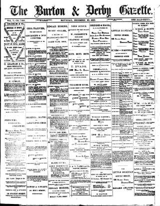 cover page of Burton & Derby Gazette published on December 30, 1882