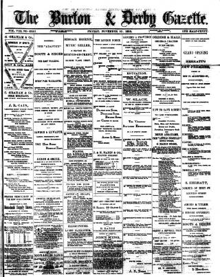 cover page of Burton & Derby Gazette published on November 30, 1883