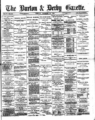 cover page of Burton & Derby Gazette published on December 30, 1884