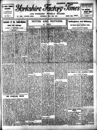 cover page of Yorkshire Factory Times published on May 29, 1913