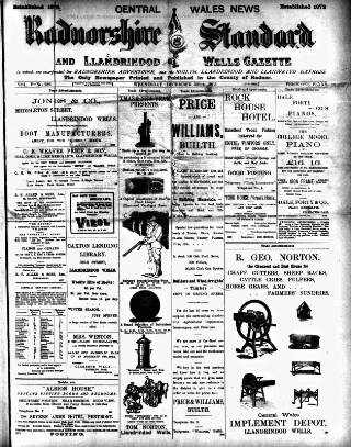 cover page of Radnorshire Standard published on December 30, 1903