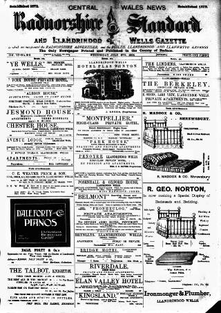 cover page of Radnorshire Standard published on July 6, 1904