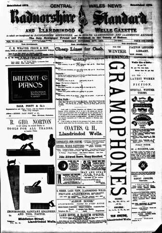 cover page of Radnorshire Standard published on November 30, 1904
