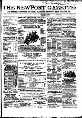 cover page of Newport Gazette published on February 28, 1863