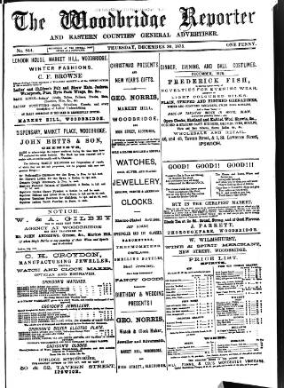 cover page of Woodbridge Reporter published on December 30, 1875