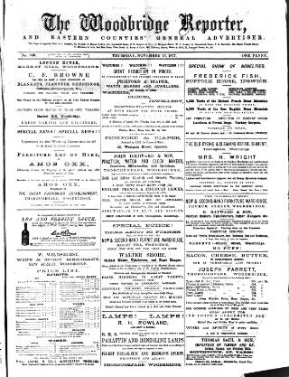 cover page of Woodbridge Reporter published on November 15, 1877